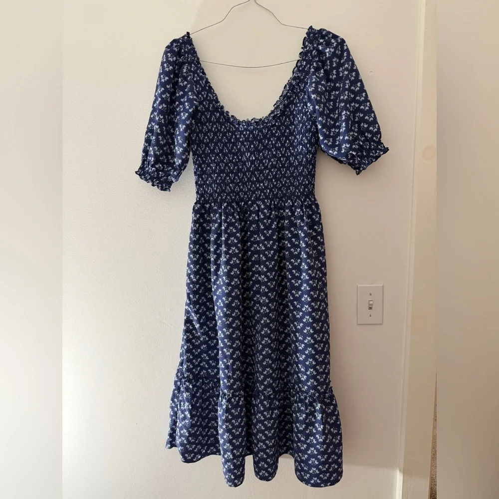 Hill House Home the Louisa Nap Dress in Navy Blue Posey Ditzy Floral Size Small - Picture 2 of 16